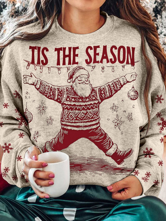 Women's Christmas Dancing Santa Crew Neck Casual Sweatshirt