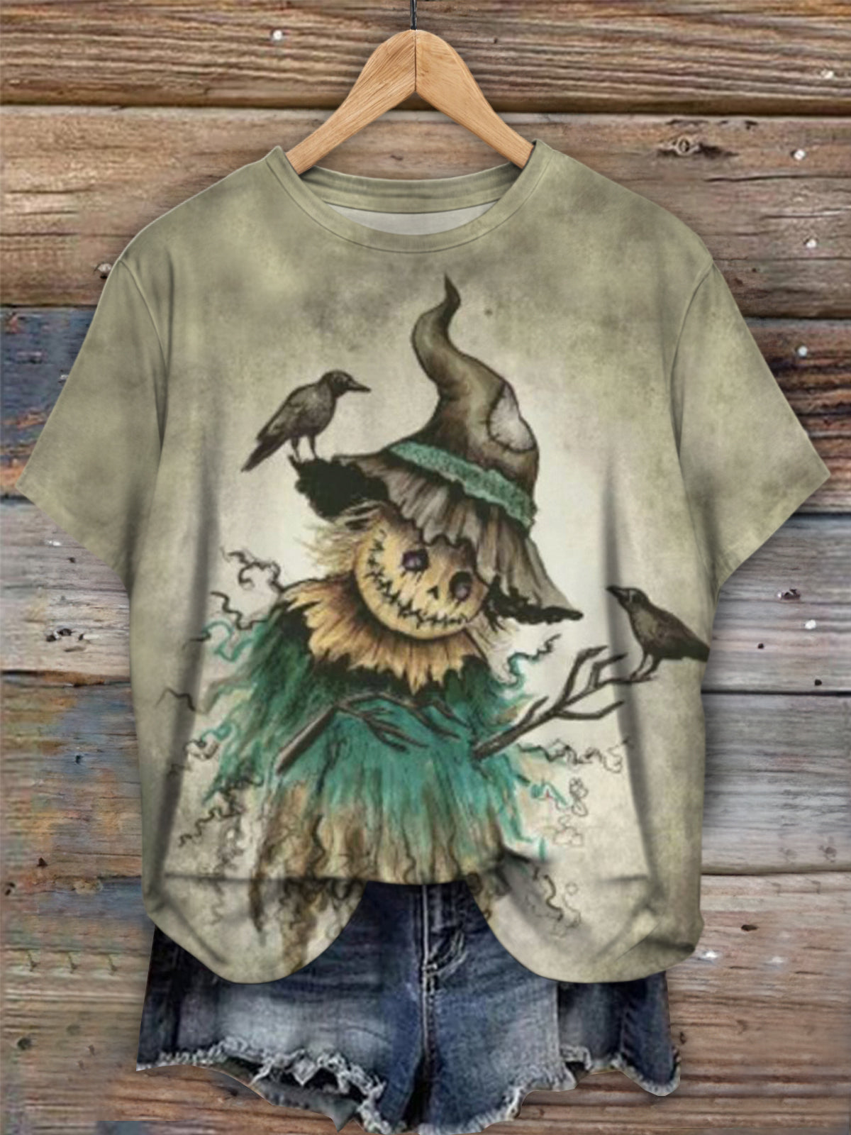 Halloween Scarecrow Crew Neck T-shirt