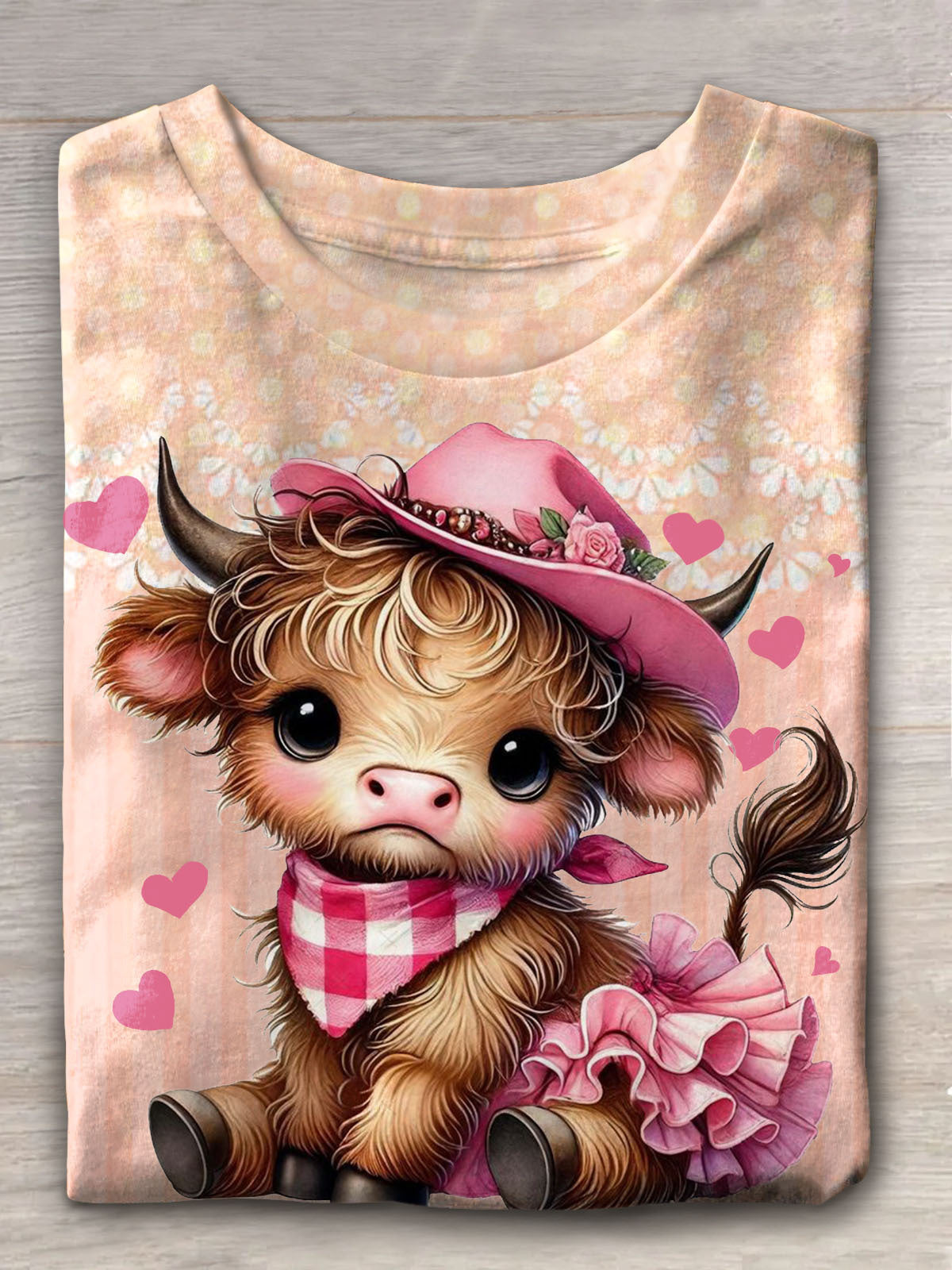 Women's Valentine's Day Cute Cow Polka Dot Floral Print Casual T-shirt