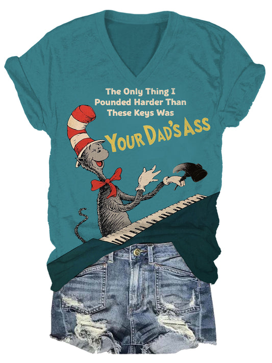 Your Dad's Ass Storybook Vintage Print Casual T-shirt