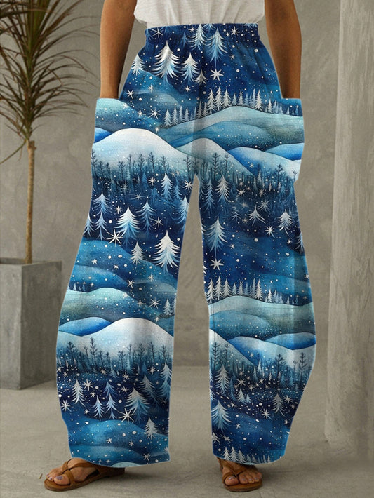 Women's Winter Landscape Print Casual Pants