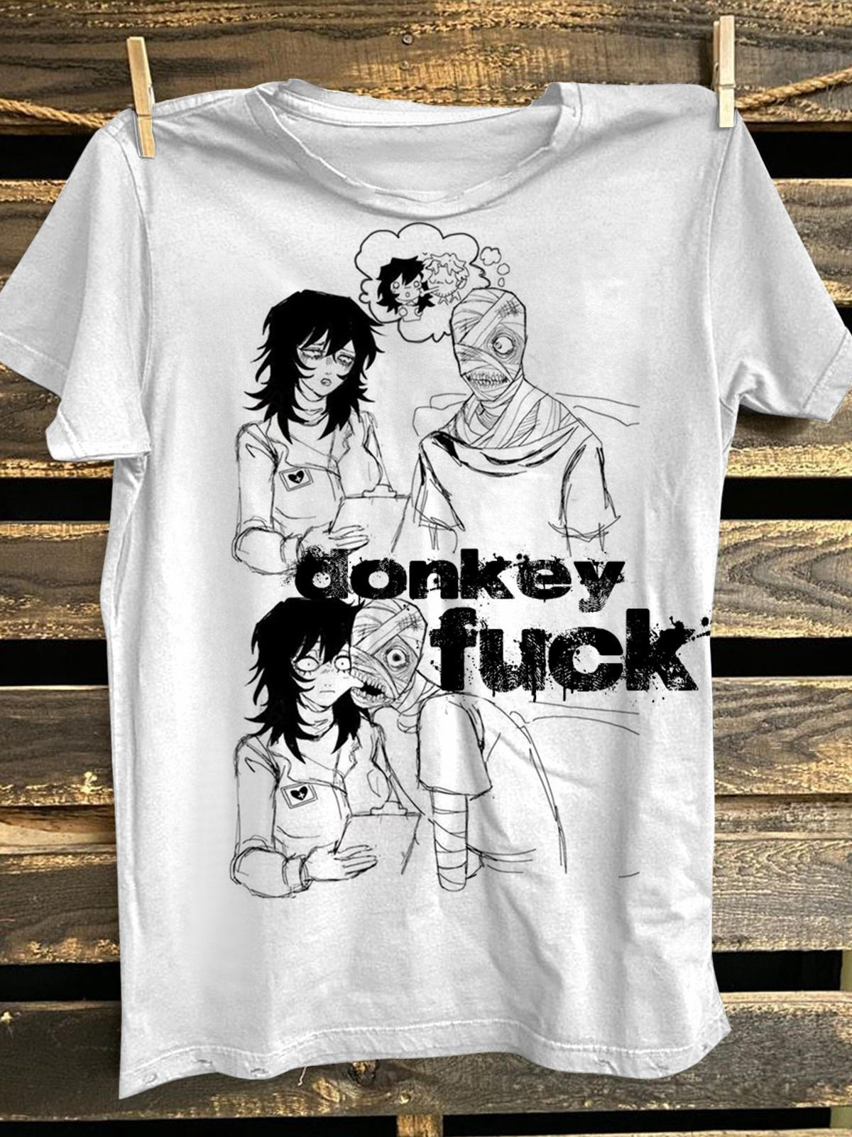 Women's Donkey Fuck Funny Illustration Printed Casual T-shirt