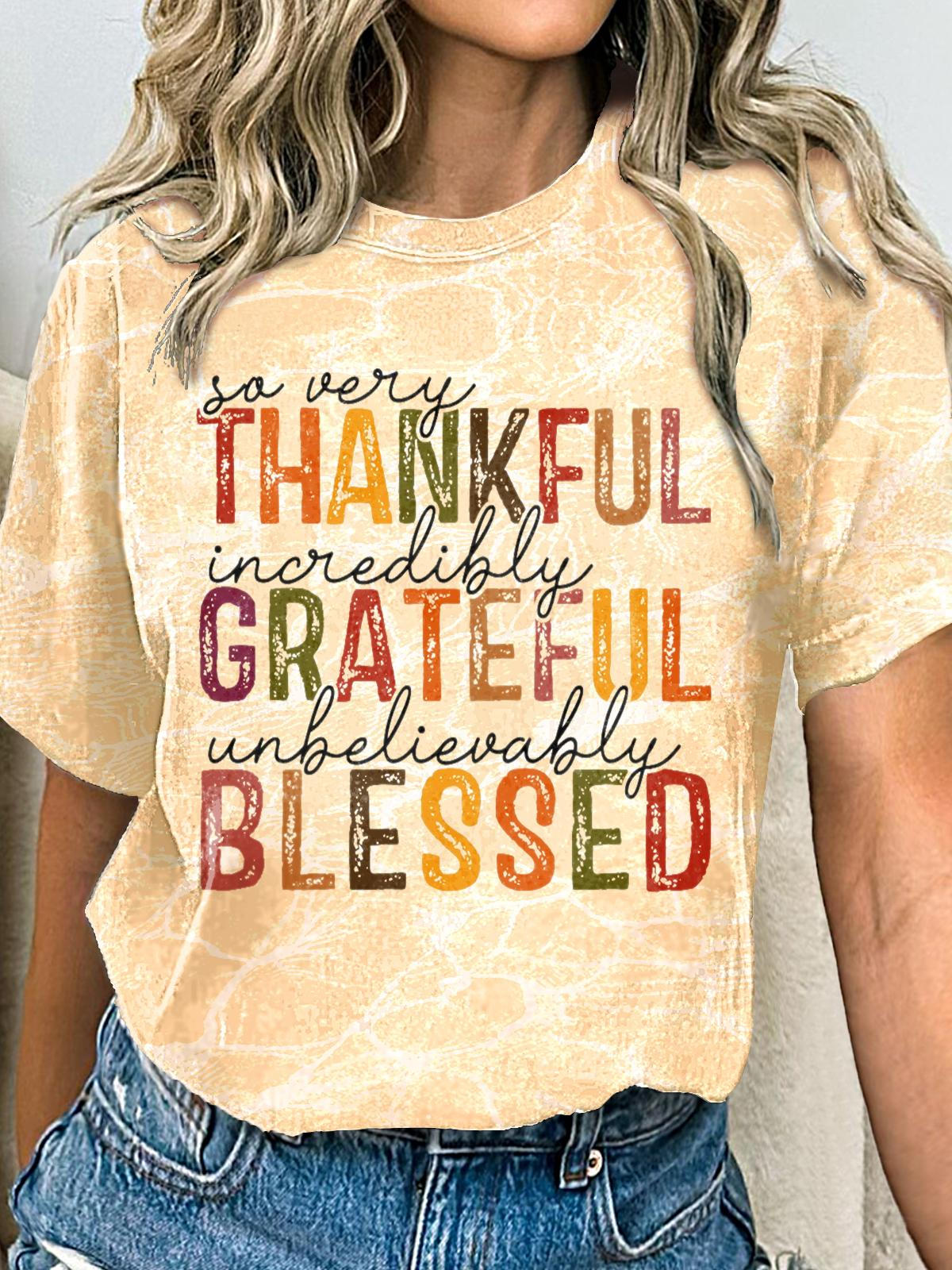 Women's Christian Gratitude Blessings Crew Neck T-shirt