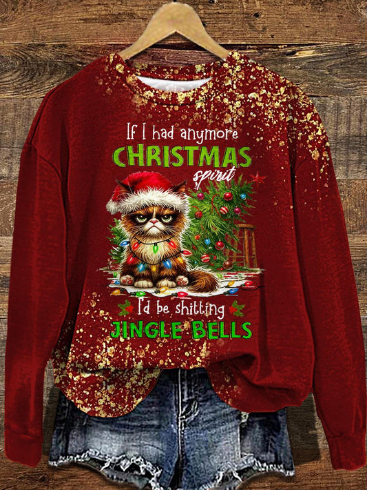 A Little More Christmas Spirit Printed Long Sleeve Casual Top