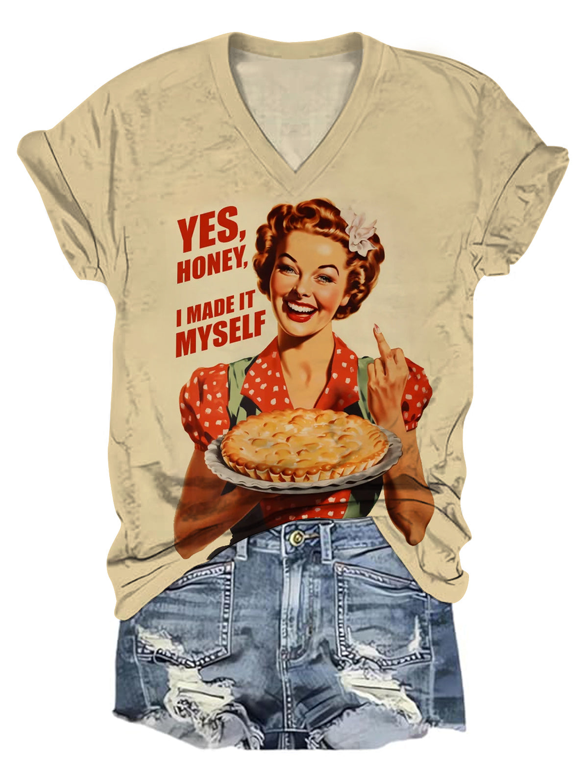 Retro Yes Honey I Made It Myself V-Neck T-Shirt