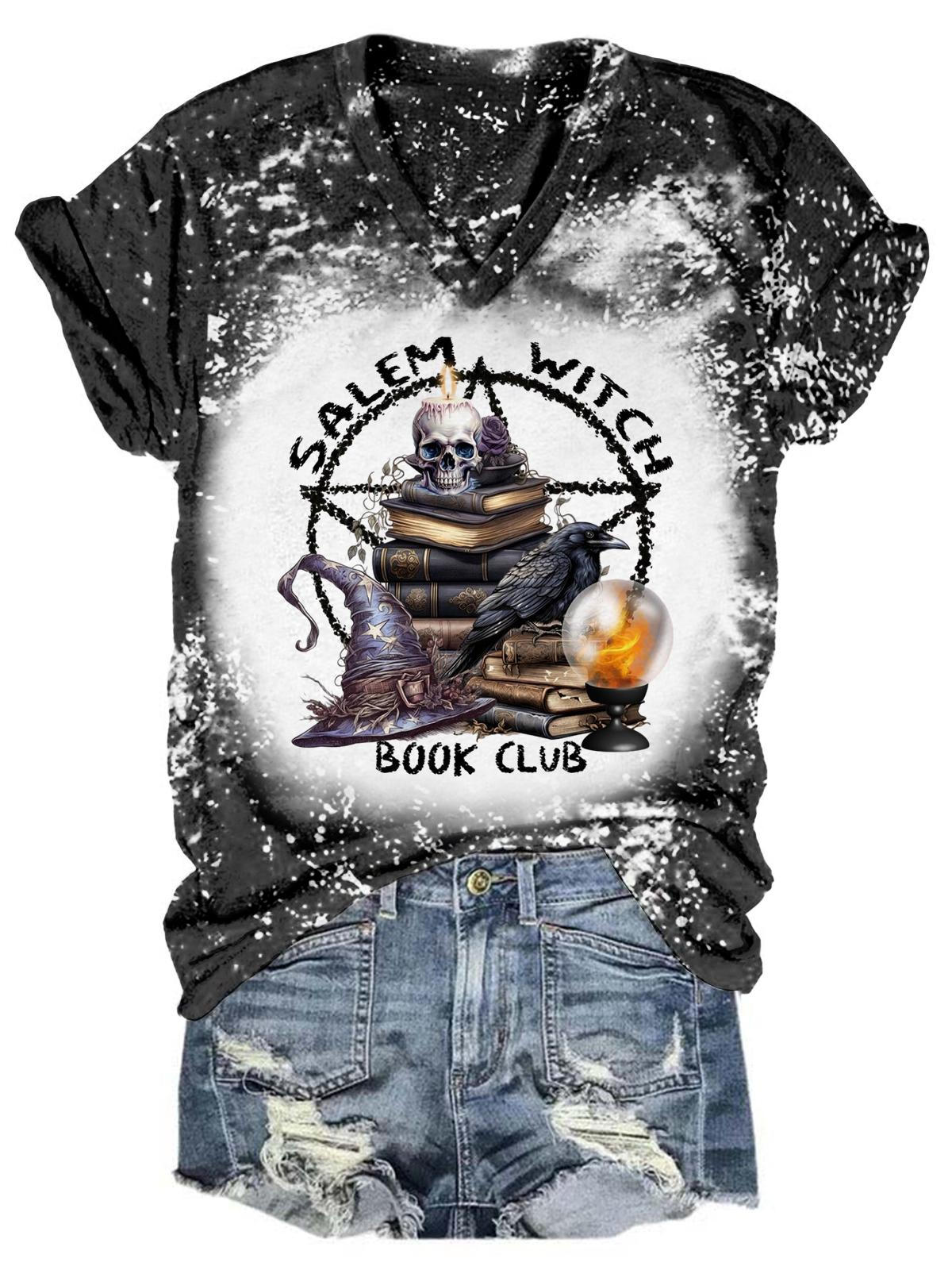 Salem Witch Book Club Tie Dye V-Neck T-Shirt