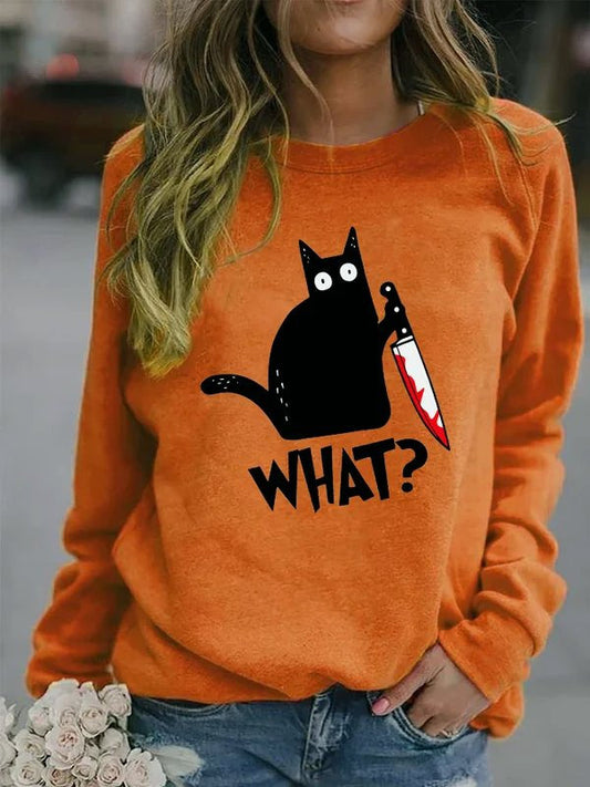 Crazy Black Cat What Funny Casual Top