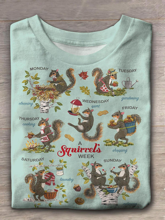 A Squirrel's Week Crew Neck T-shirt