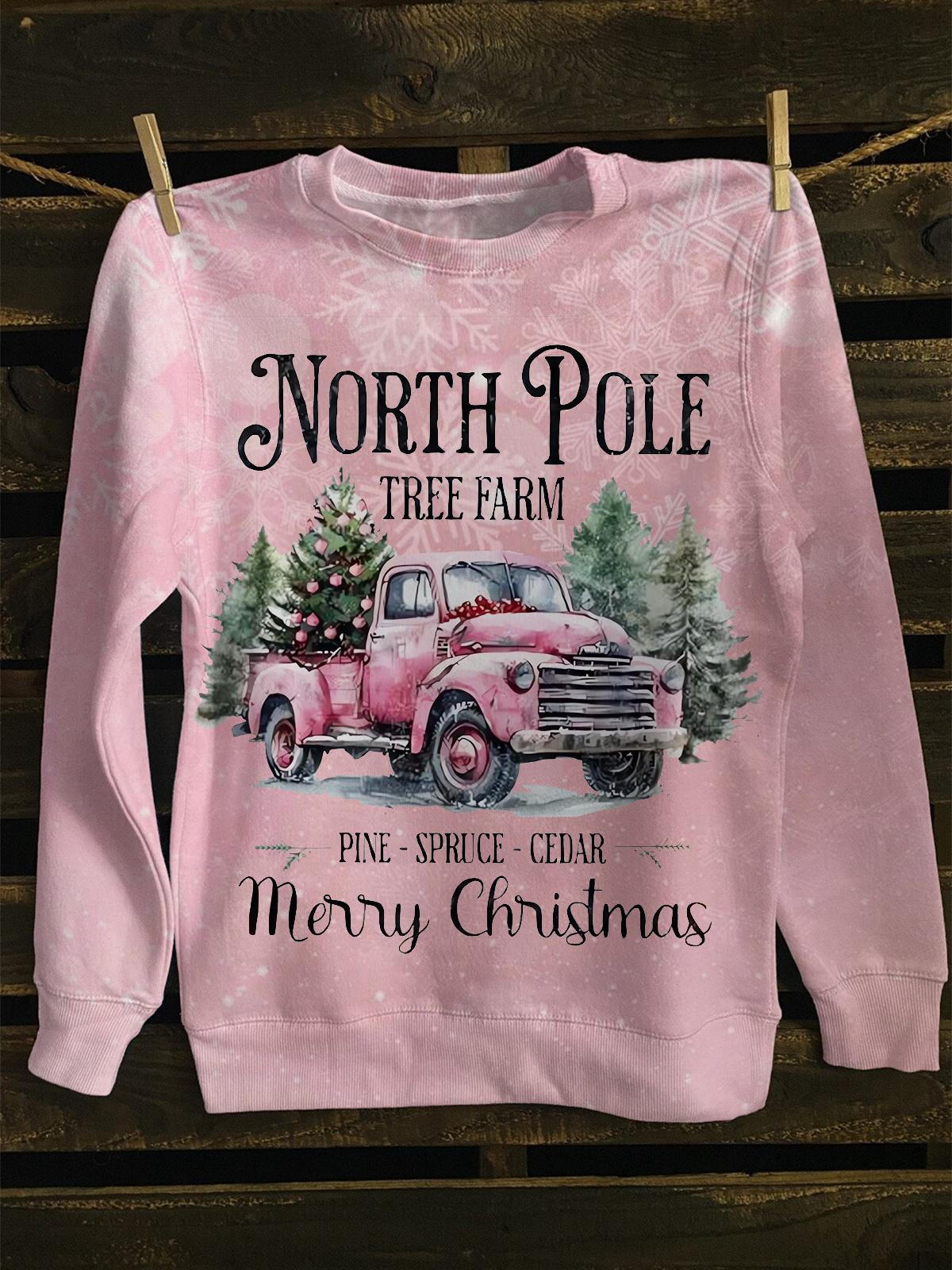 Christmas Farm Bow Long Sleeve Casual Top