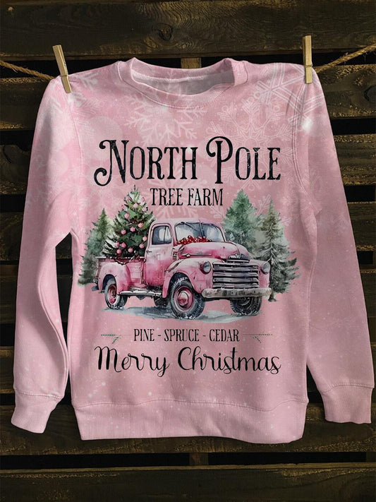 Christmas Farm Bow Long Sleeve Casual Top