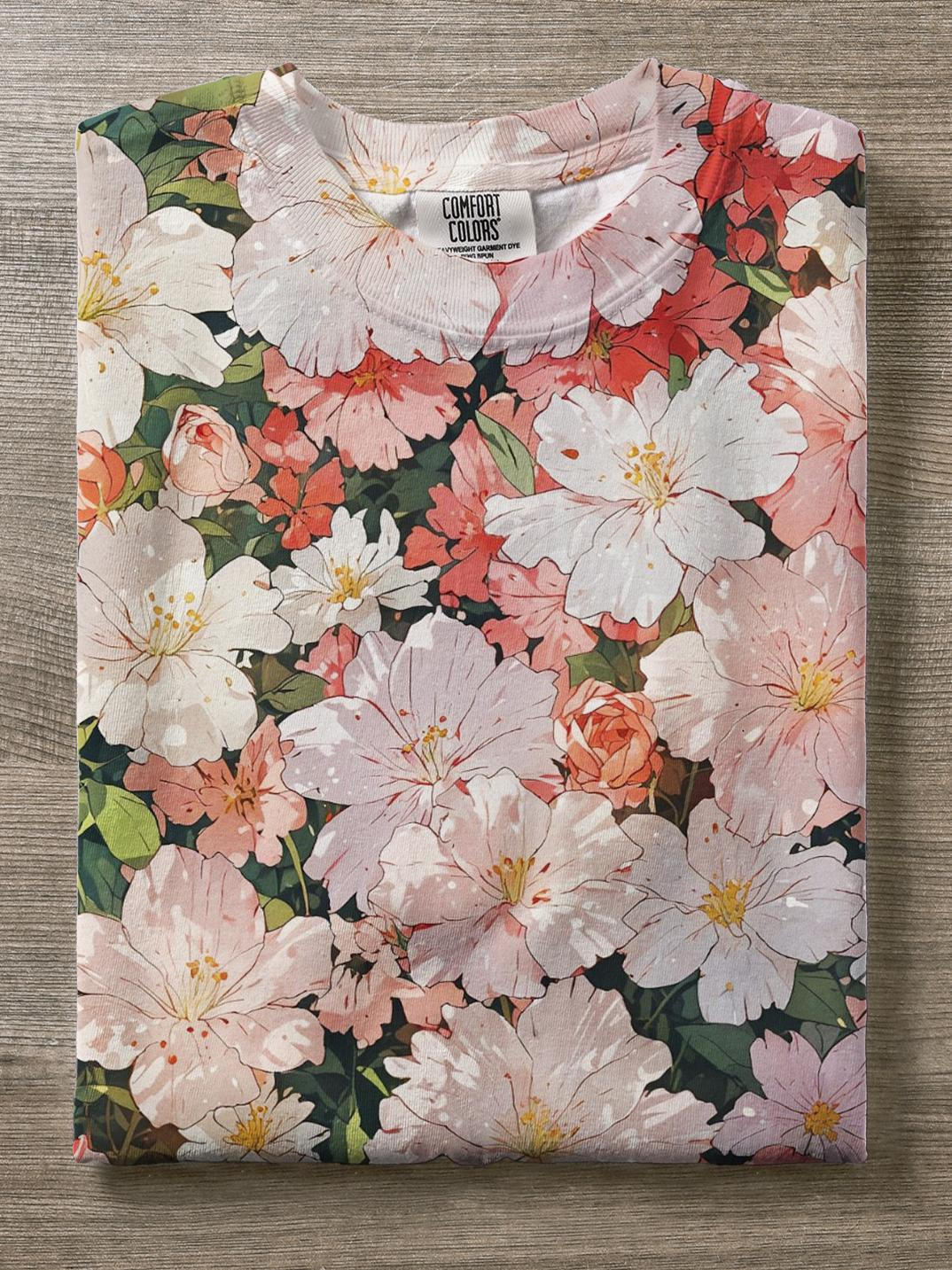 Summer Leisure Vacation Flower Cute Print T-shirt