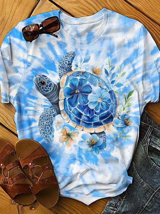 Turtle Tie Dye Vacation Crew Neck T-shirt