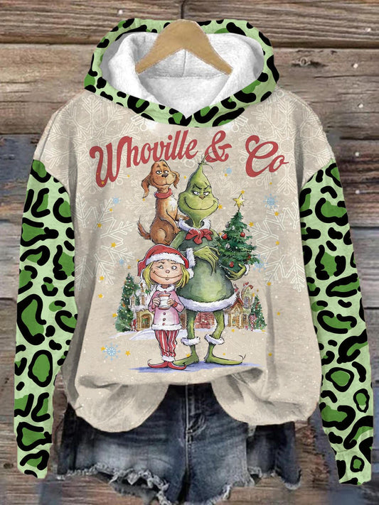 Vintage Grinch Long Sleeve Printed Hoodie