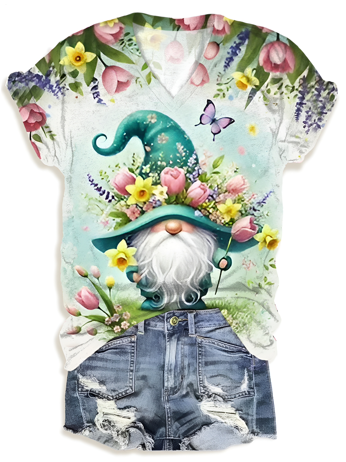 Happy Gnome V-neck T-Shirt