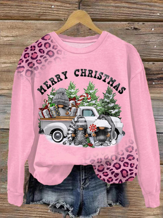 Women's Merry Christmas Gnomies Printed Long Sleeve Top