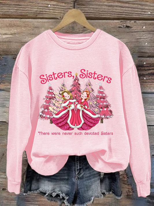 Women's Christmas Sisters Print Long Sleeve Top