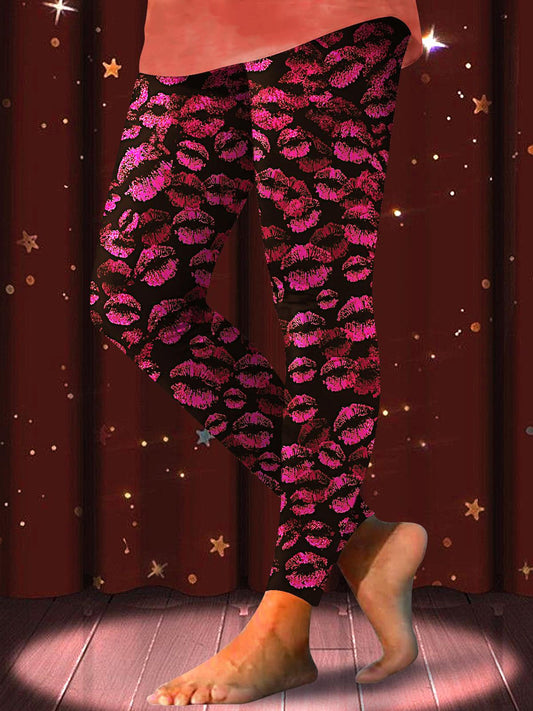 Women's Valentine's Day Kiss Print Leggings