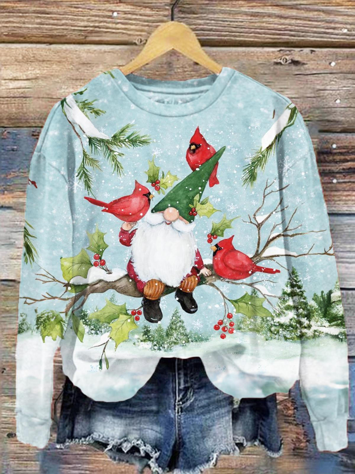 Cardinalis Snowing Gnome Printed Long Sleeve Top