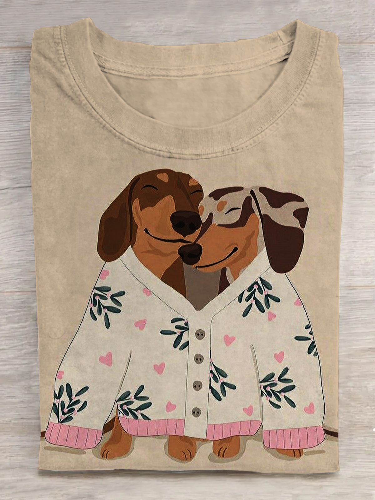 Happy Valentine's Day Cute Puppy Companion Sweater Print T-Shirt