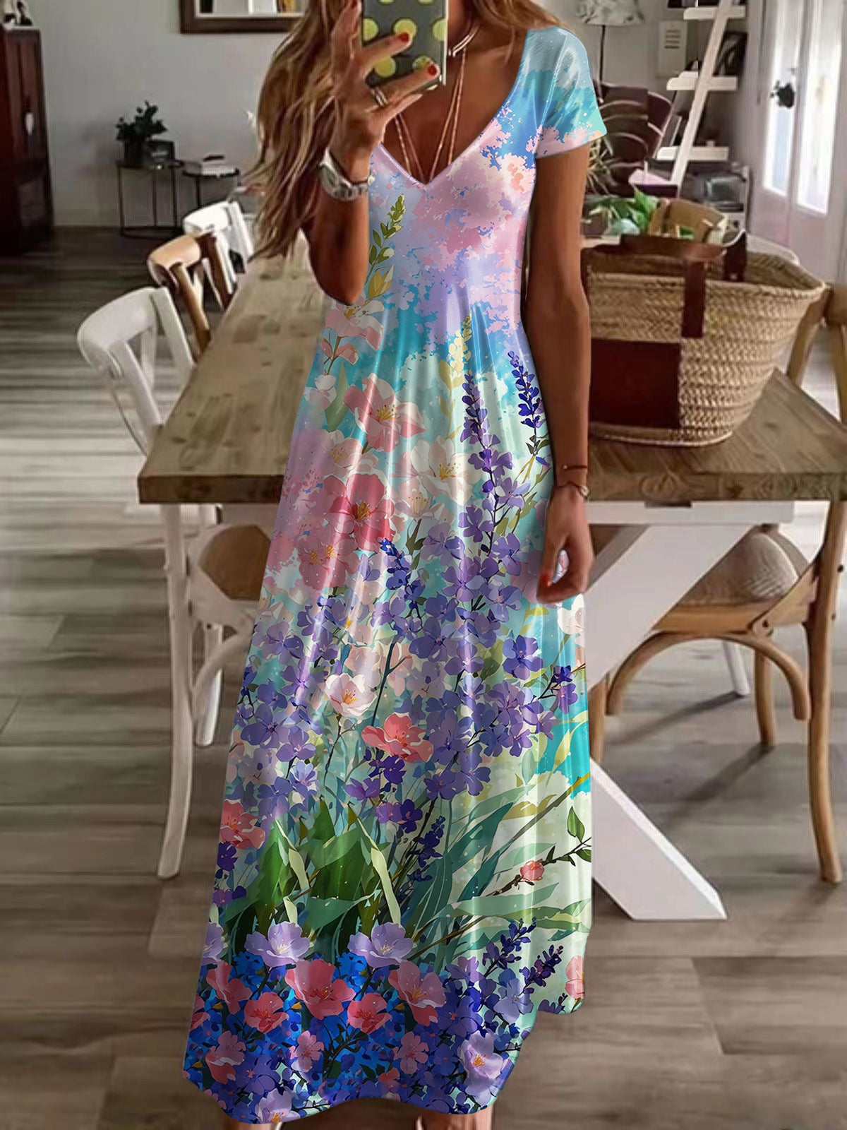 Summer Casual Beach Vacation Flower Cute Print Dress