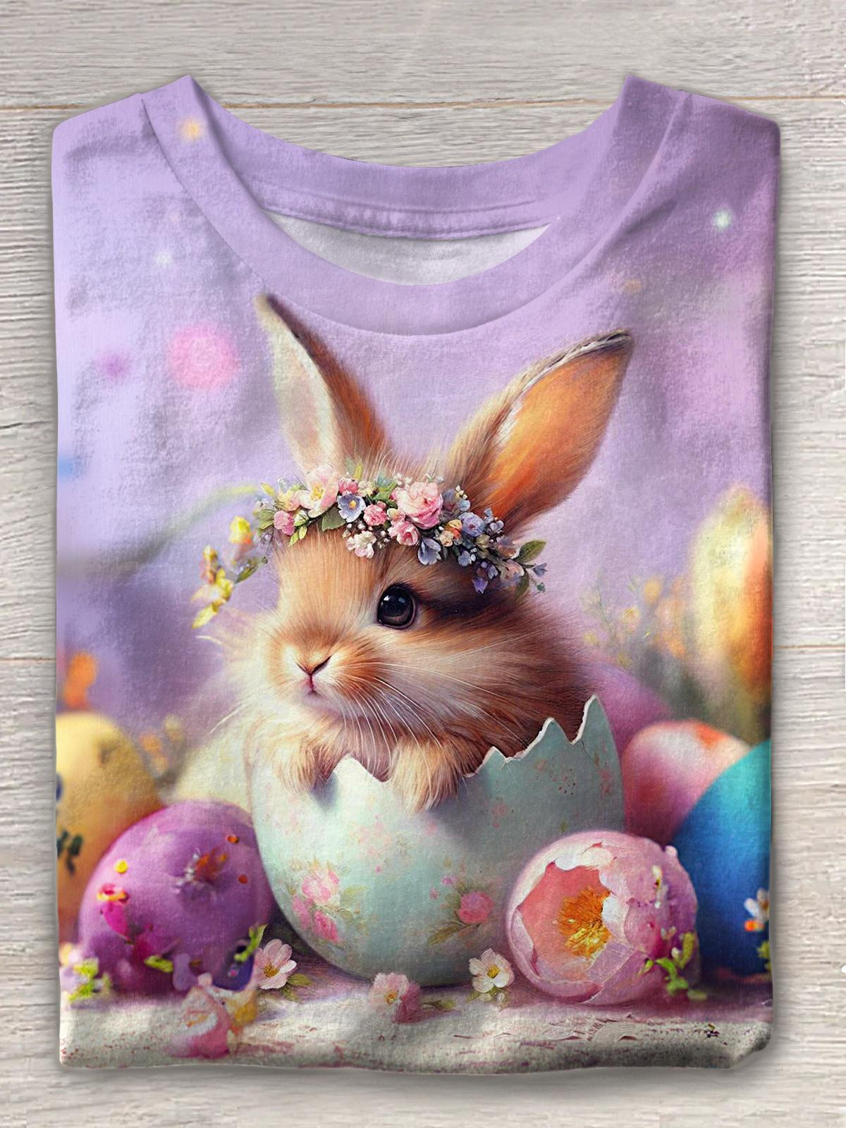 Cute Bunny Easter Crew Neck T-shirt