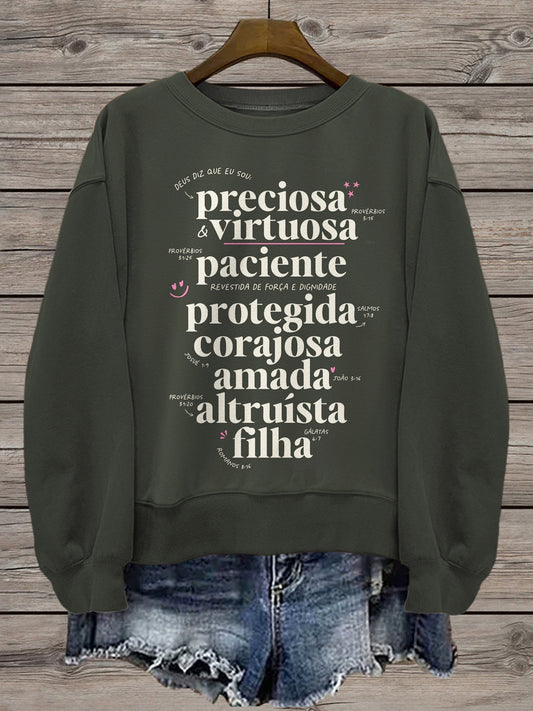 Women's Faith Word Printed Long Sleeve Casual Top
