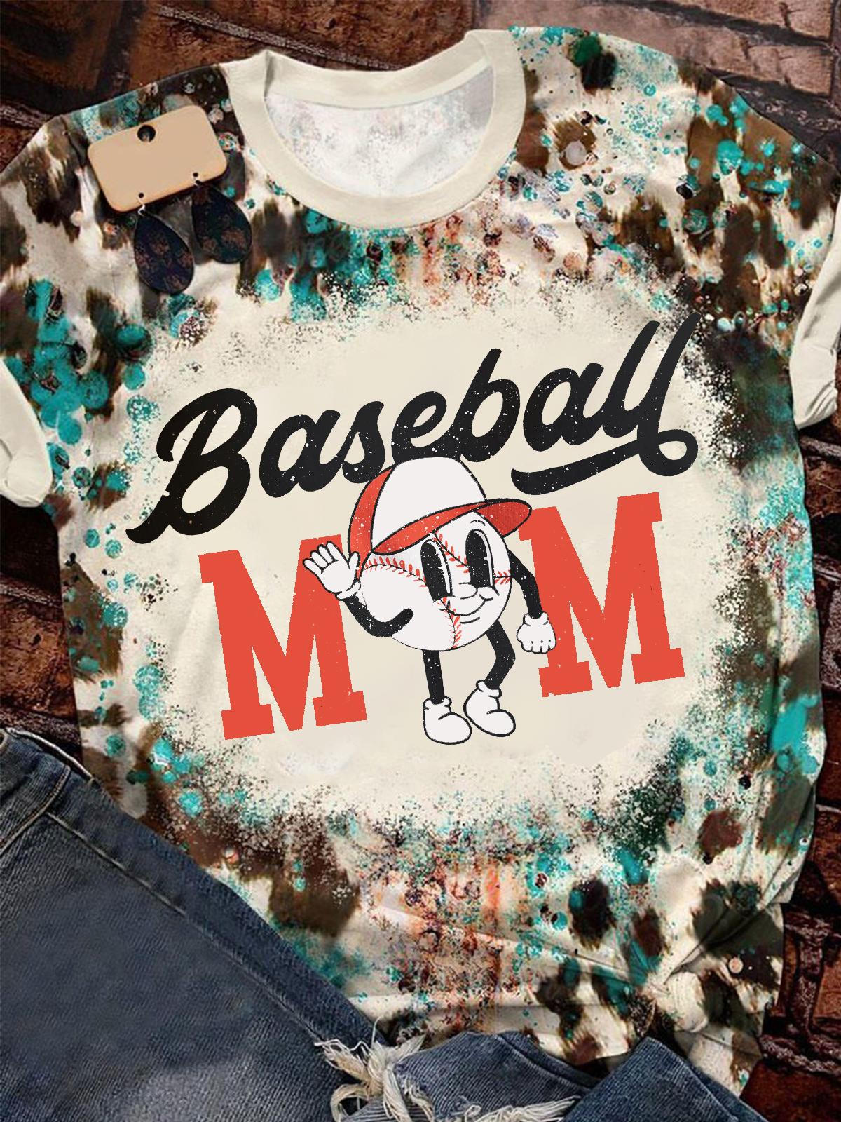 Baseball MaMa Ball Game Art Fun Print T-shirt