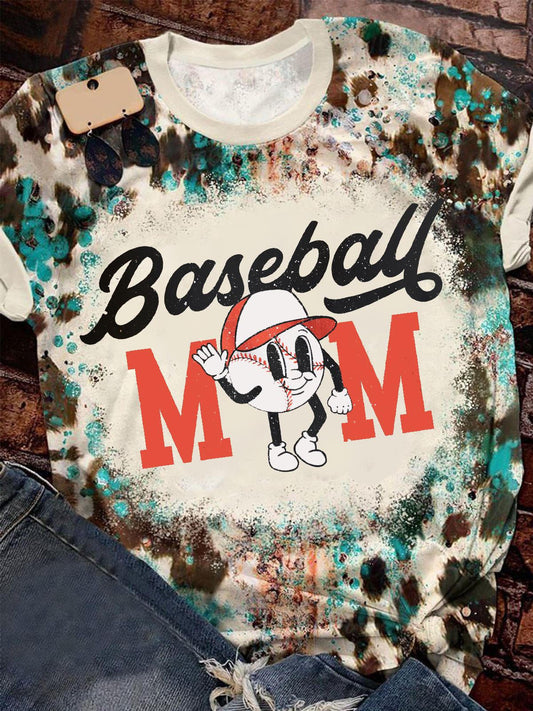 Baseball MaMa Ball Game Art Fun Print T-shirt