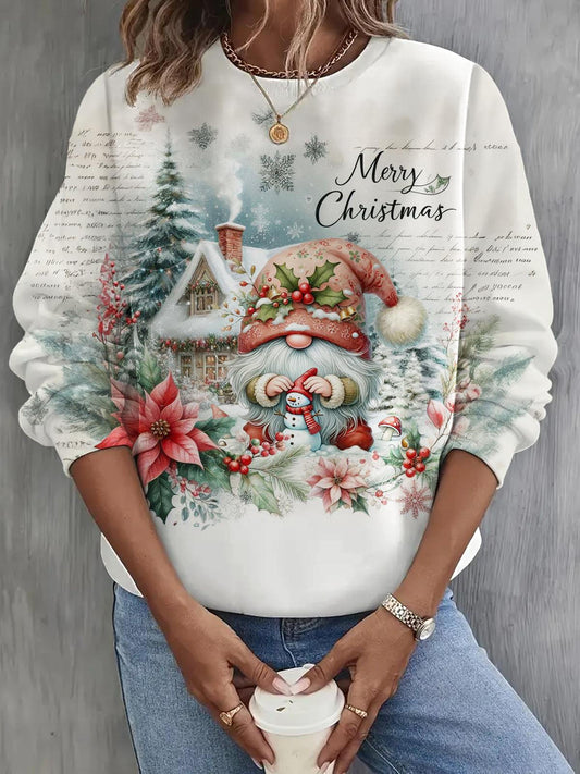 Christmas Gnome Long Sleeve Casual Top