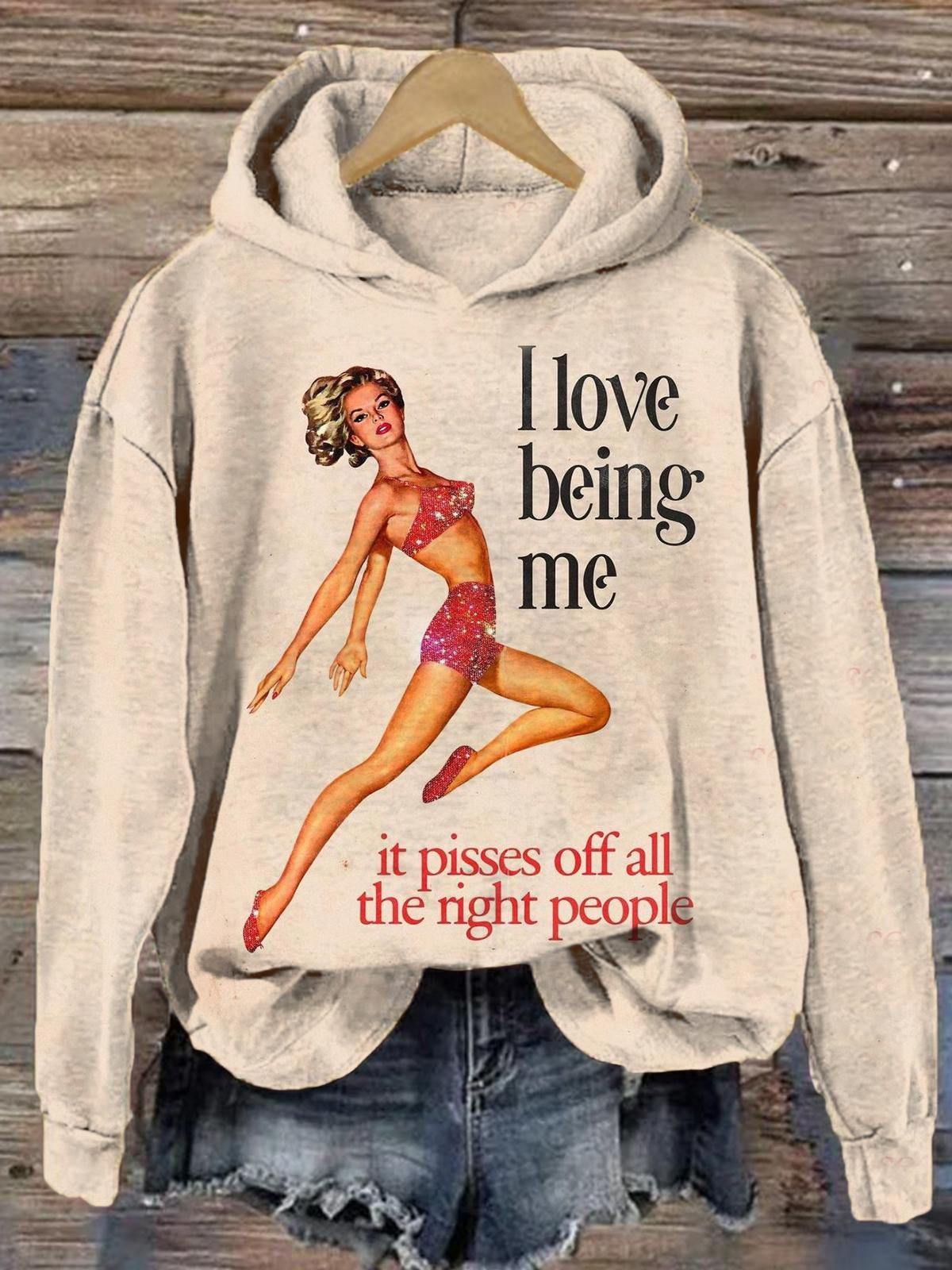 Women's I Love Being Me Funny Vintage Print Long Sleeve Top