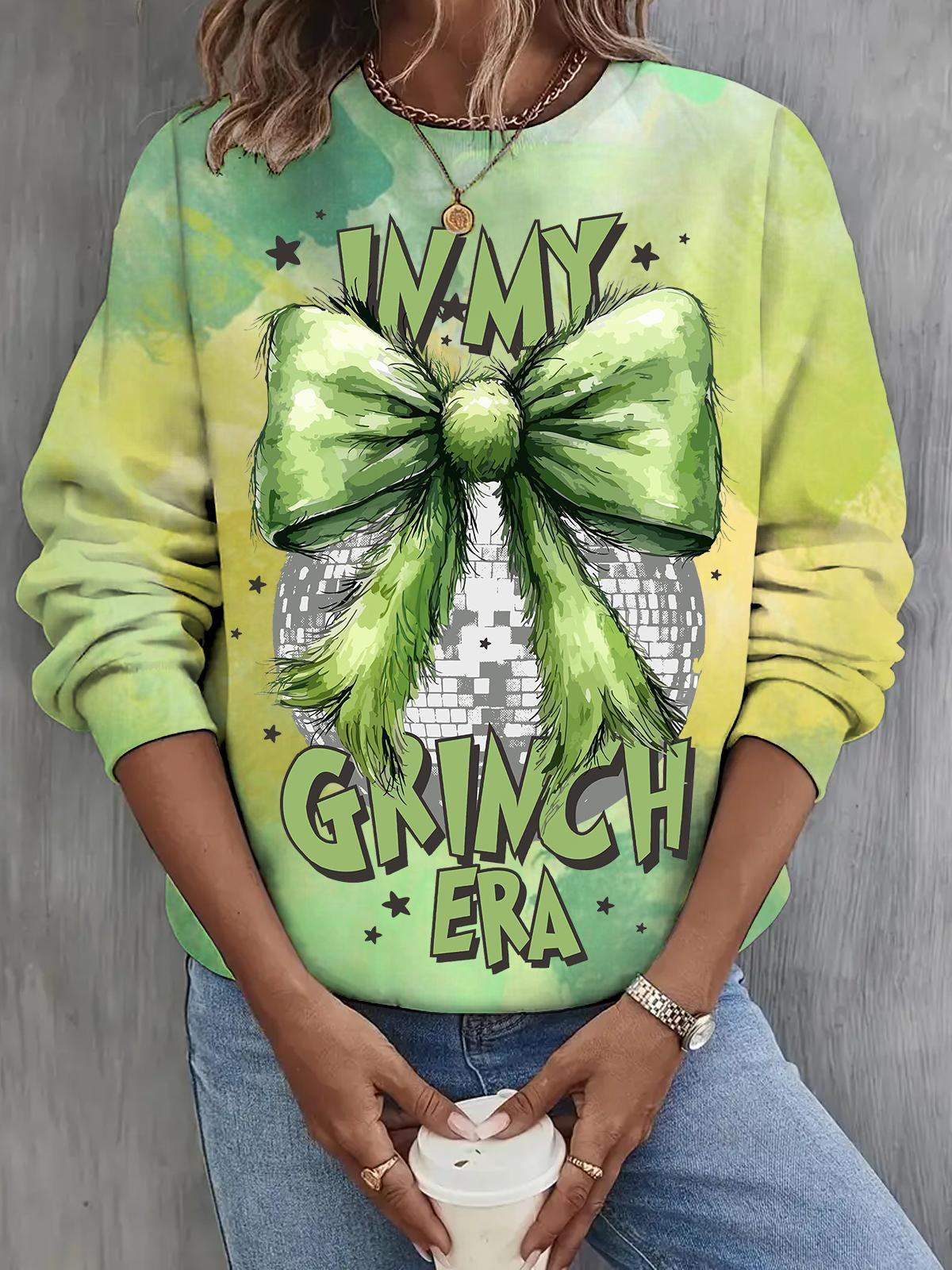 In My Grinch Era Halloween Cute Butterfly Festival Tie Dye Print Long Sleeve Top