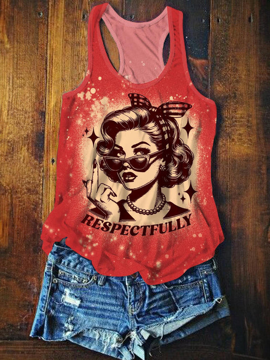 Respectfully Funny Mockery Print Casual Vest