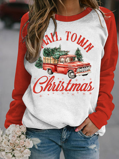 Small Town Christmas Long Sleeve Printed Top