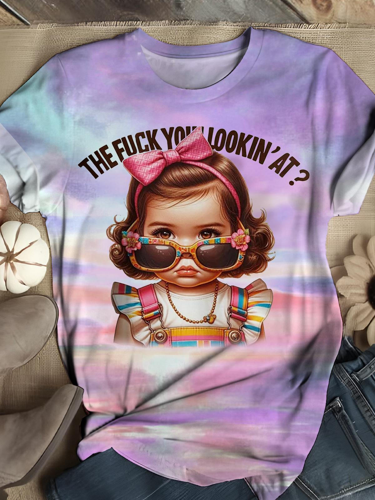 The Fuck You Lookin'at Girls Funny Print T-Shirt