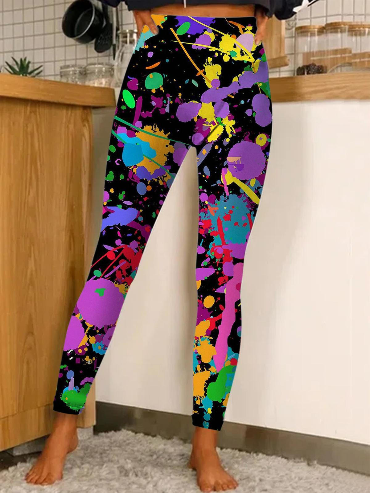 Women's Colorful Floral Print Tights