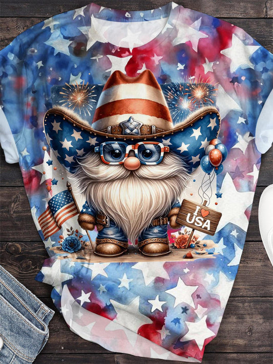 I Love USA Gnome Crew Neck T-shirt