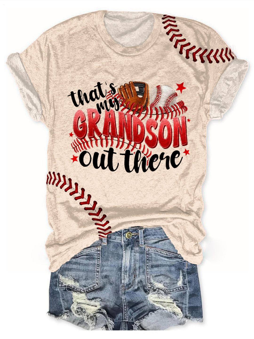 Baseball Grandma Crew Neck T-shirt