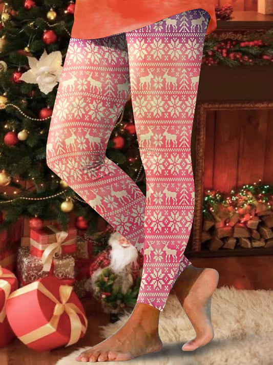 Women's Christmas Gradient Reindeer Print Leggings