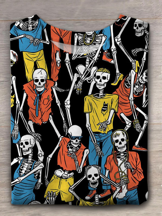 Funny Skull Vintage Crew Neck T-shirt