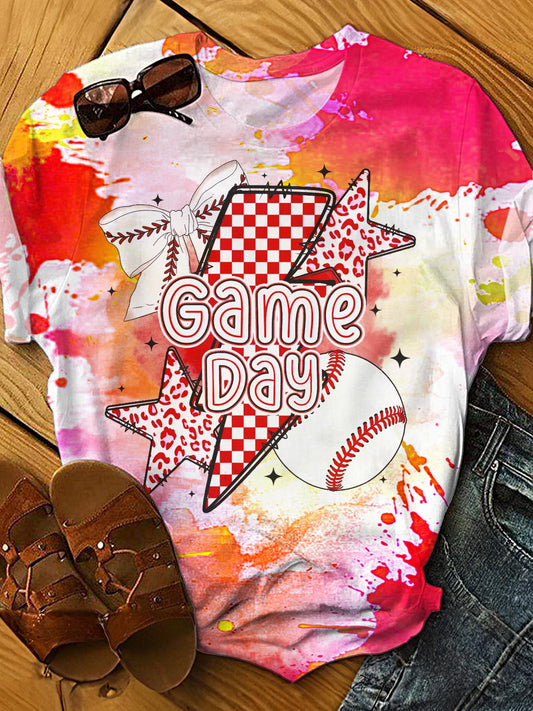 Baseball Coquette Bow Crew Neck T-shirt