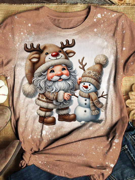 Gnome and Elk ChristmasCrew Neck T-shirt