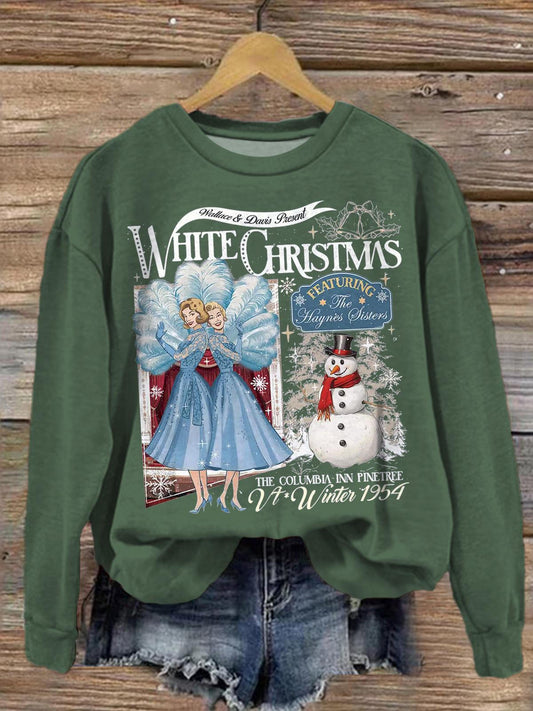 Women's White Christmas Movie Crew Neck Casual Sweatshirt