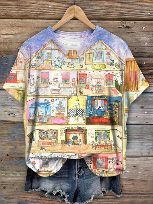 Vintage Sweet Home Family Crew Neck T-shirt