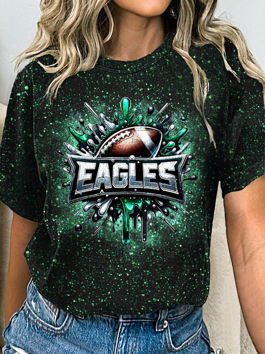 Women's NFL Eagles Football Game Crew Neck T-shirt