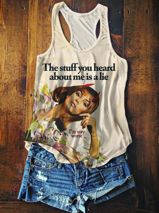 Vintage Poster Funny Word Women's Crew Neck All Over Printed Tank Top
