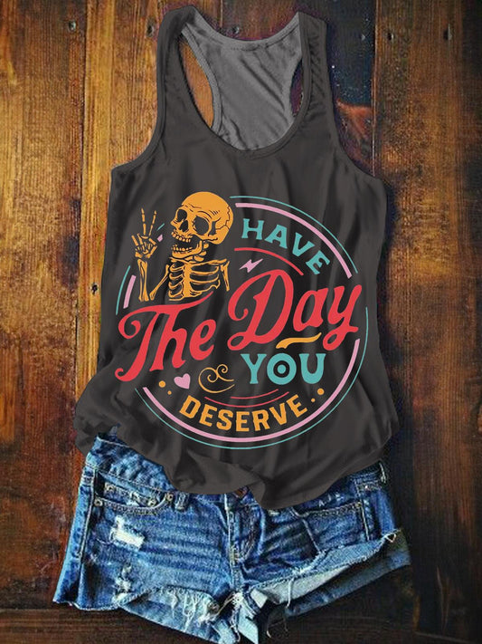 Skull Print Casual Tank Top