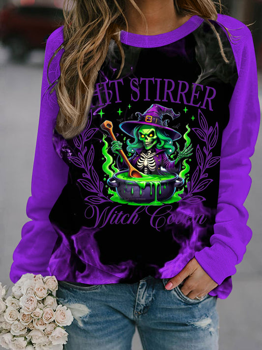 Halloween Funny Witch Long Sleeve Printed Top