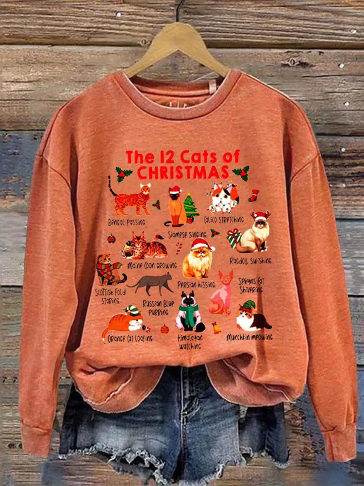 Women's Christmas Cute Animals Crew Neck Casual Sweatshirt