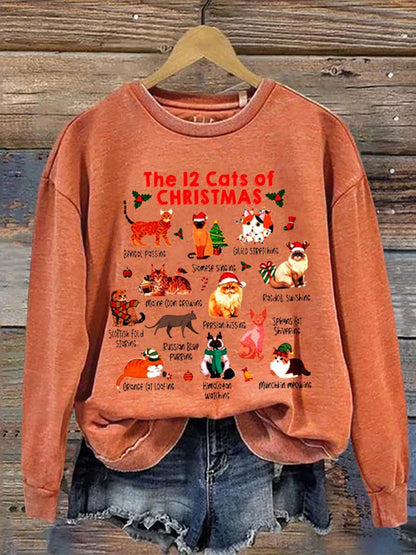 Women's Christmas Cute Animals Crew Neck Casual Sweatshirt