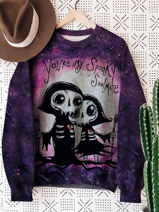 Halloween Gradient Print Round Neck Long Sleeve Top